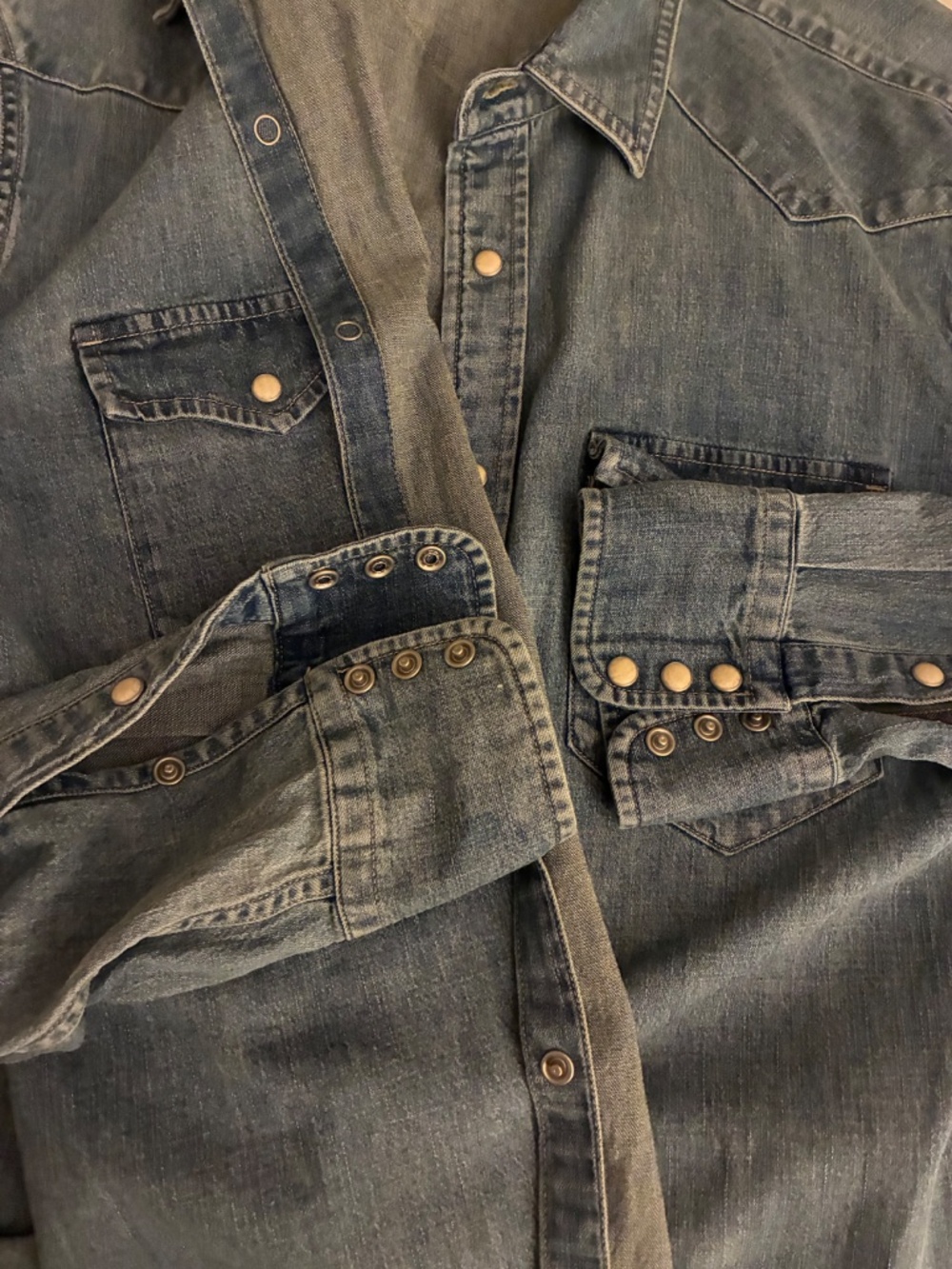 Faherty The Western Shirt Denim Mens large - Picture 7 of 7